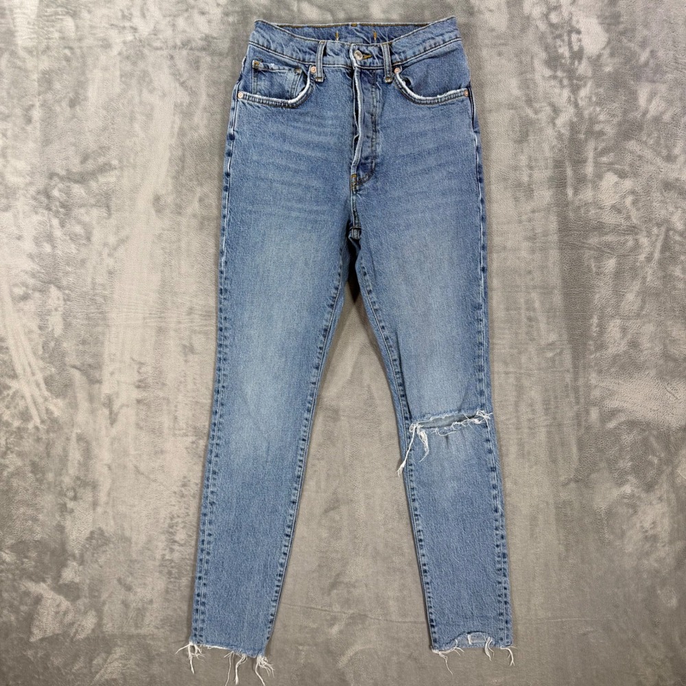 We The Free People Skinny Jeans Women's Size 25 Light Blue Distressed Flower